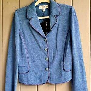 St. John Collection Women's 10 Light Blue Sweater Blazer Quiet Luxury NWT